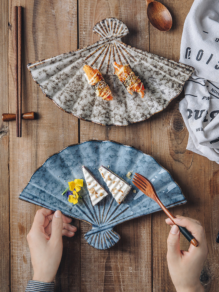 Japanese-style Ceramic Japanese Sushi Fan-shaped Meal Plate