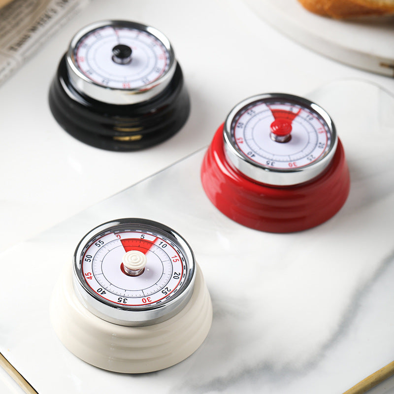 Stainless Steel Mechanical Kitchen Timer Magnet Round Shape Novelty Countdown Cooking Clock Alarm