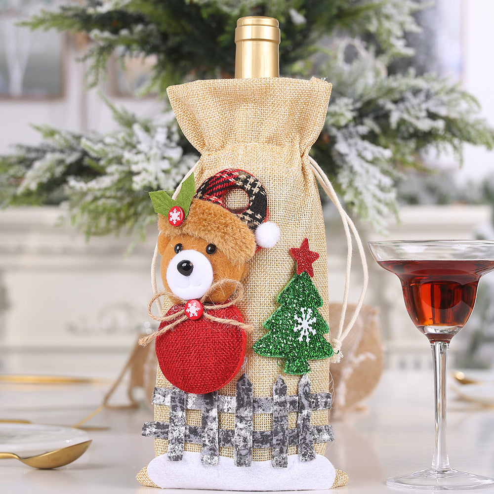 Cartoon drawstring wine bottle cover