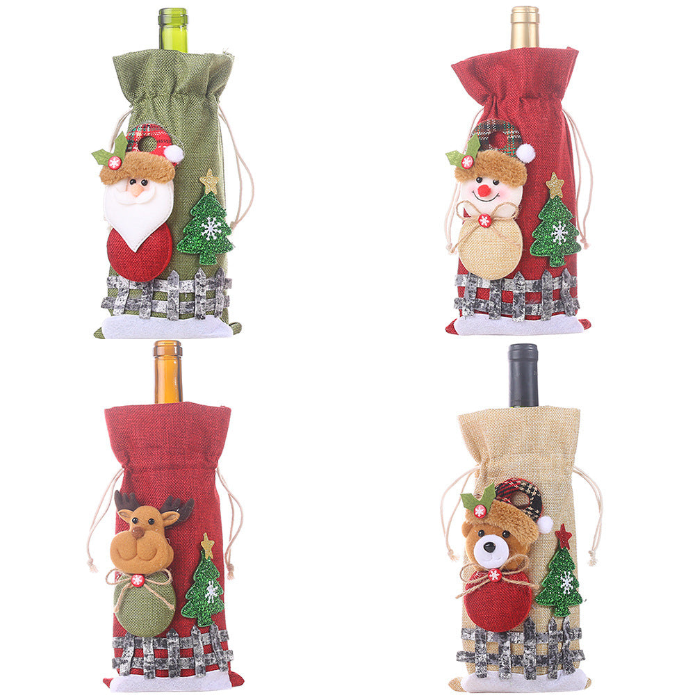 Cartoon drawstring wine bottle cover