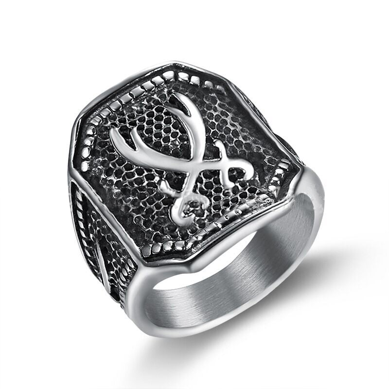 Stainless Steel Muslim Double Knife Ring