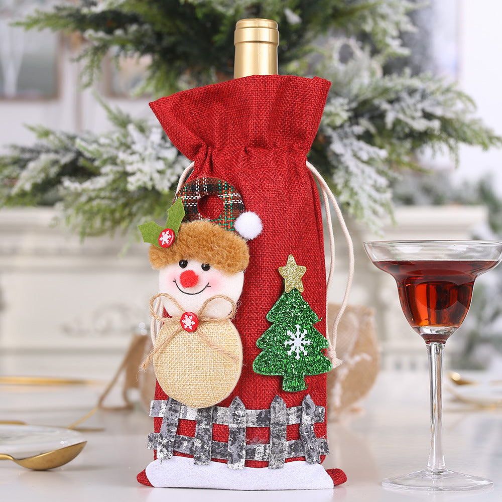 Cartoon drawstring wine bottle cover