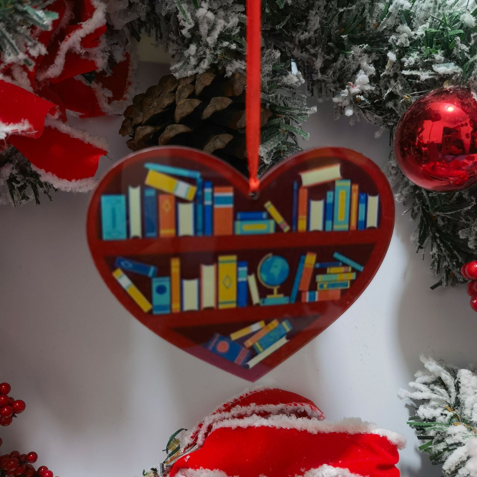 Holiday Decoration Christmas Tree Ornaments Acrylic Pendant Heart-shaped Bookshelf