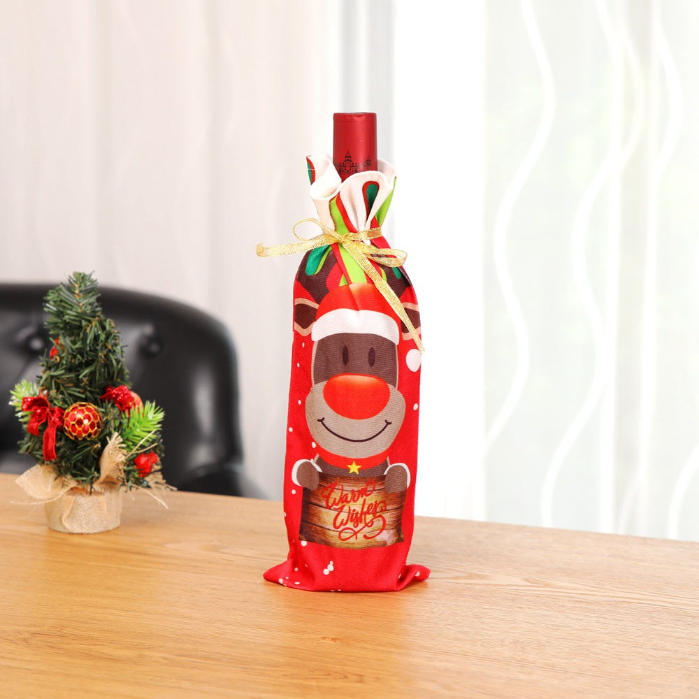 Wine bottle set with christmas decorations