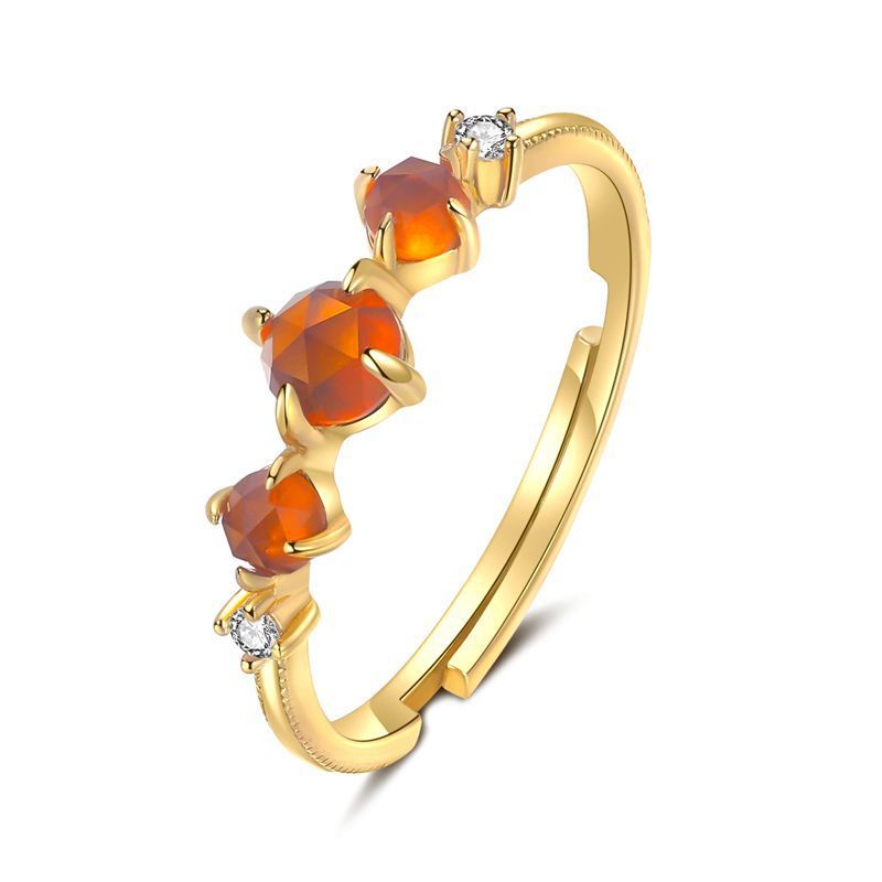 Japanese Orange Garnet Ring Female