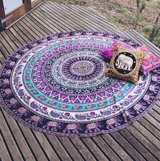 European and American style new beach towel round shawl beach mat cushion