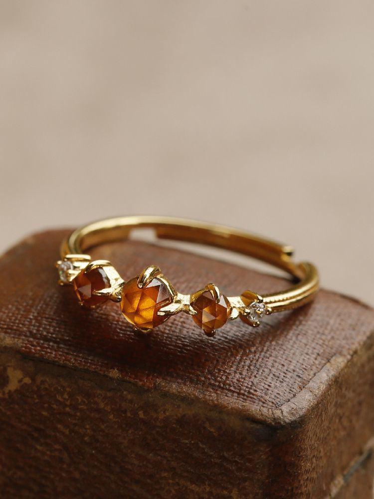 Japanese Orange Garnet Ring Female