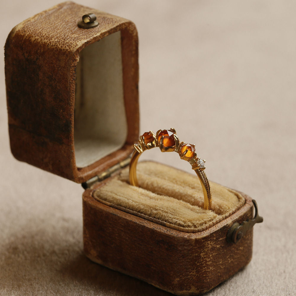 Japanese Orange Garnet Ring Female