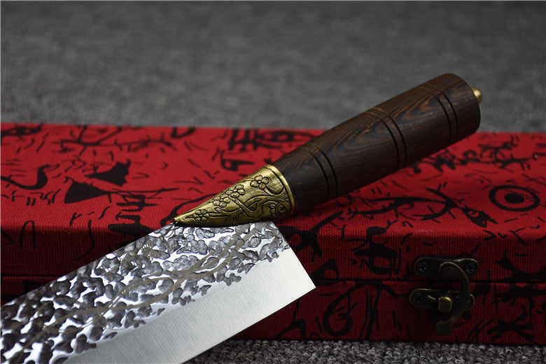 Longquan Hand Forged Hammered Small Kitchen Knife