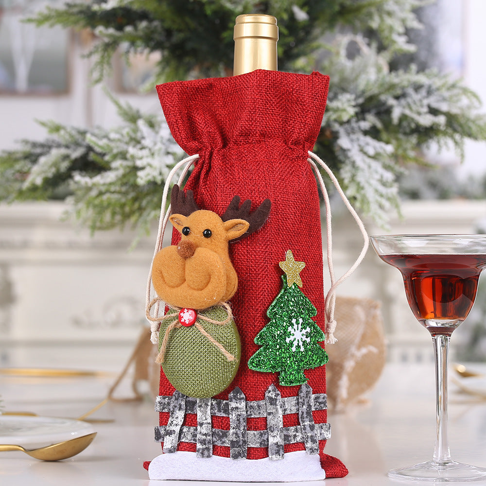 Cartoon drawstring wine bottle cover