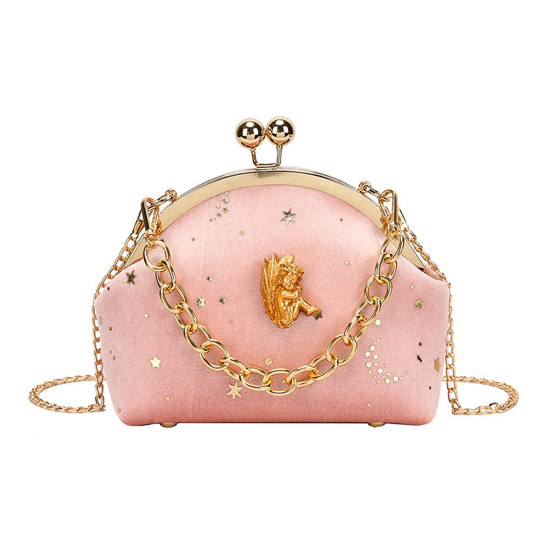 Gold velvet sweet lady shell bag