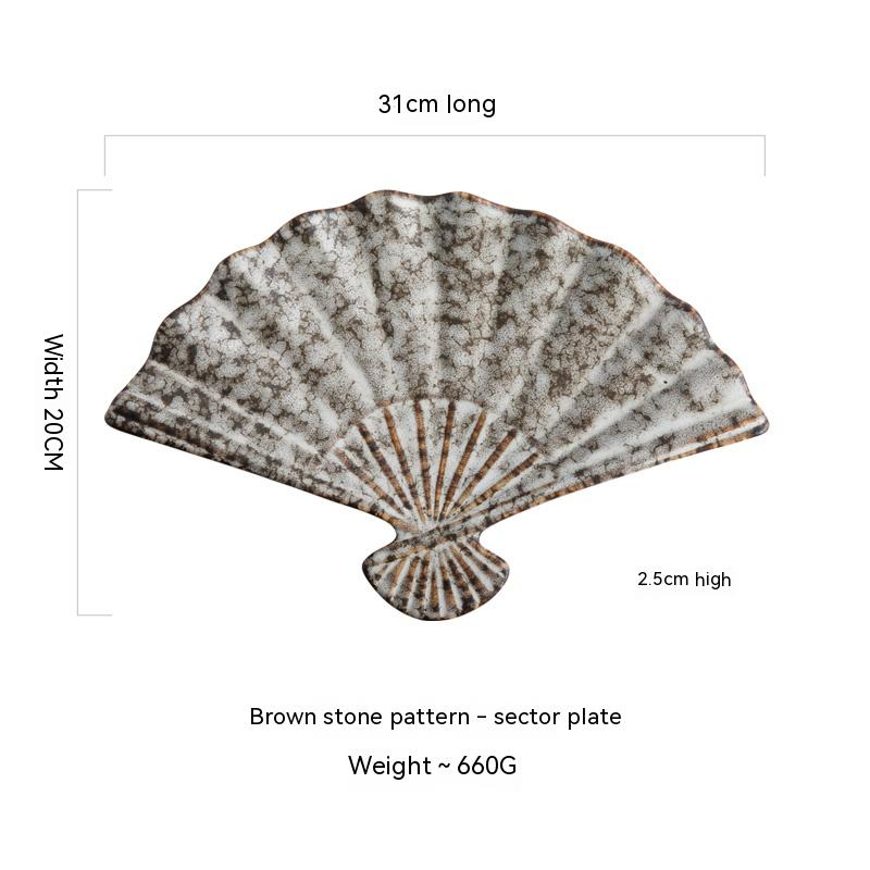 Japanese-style Ceramic Japanese Sushi Fan-shaped Meal Plate