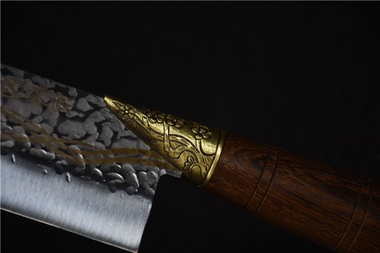 Longquan Hand Forged Hammered Small Kitchen Knife