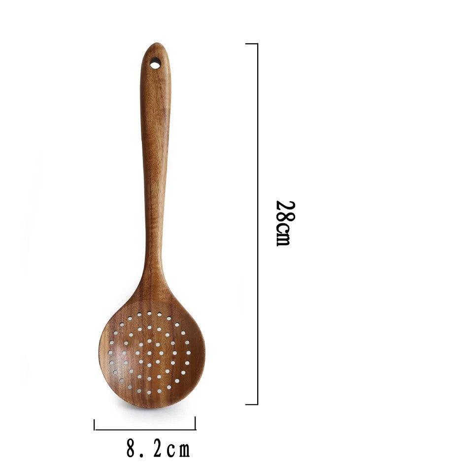 Teak Long Handle Cooking Spatula Household Solid Wood Spoon