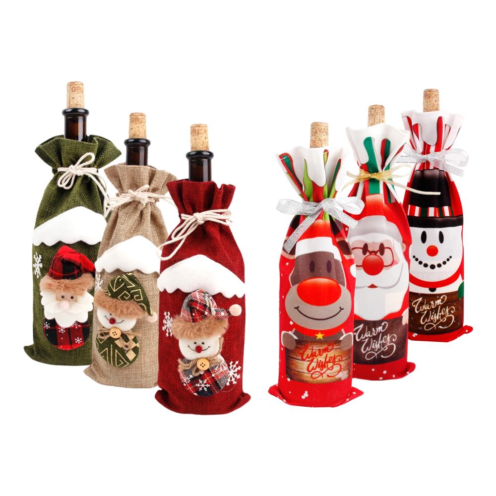 Wine bottle set with christmas decorations