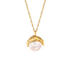 Stainless Steel 18K Gold Plating Concave-convex Metal Baroque Pearl Pendant Necklace