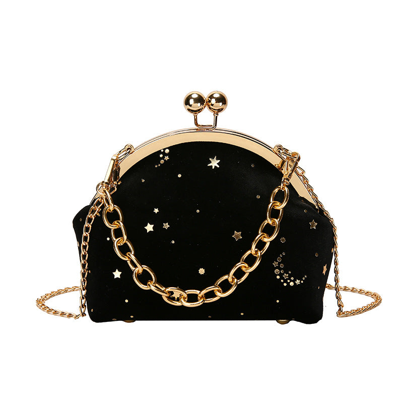 Gold velvet sweet lady shell bag