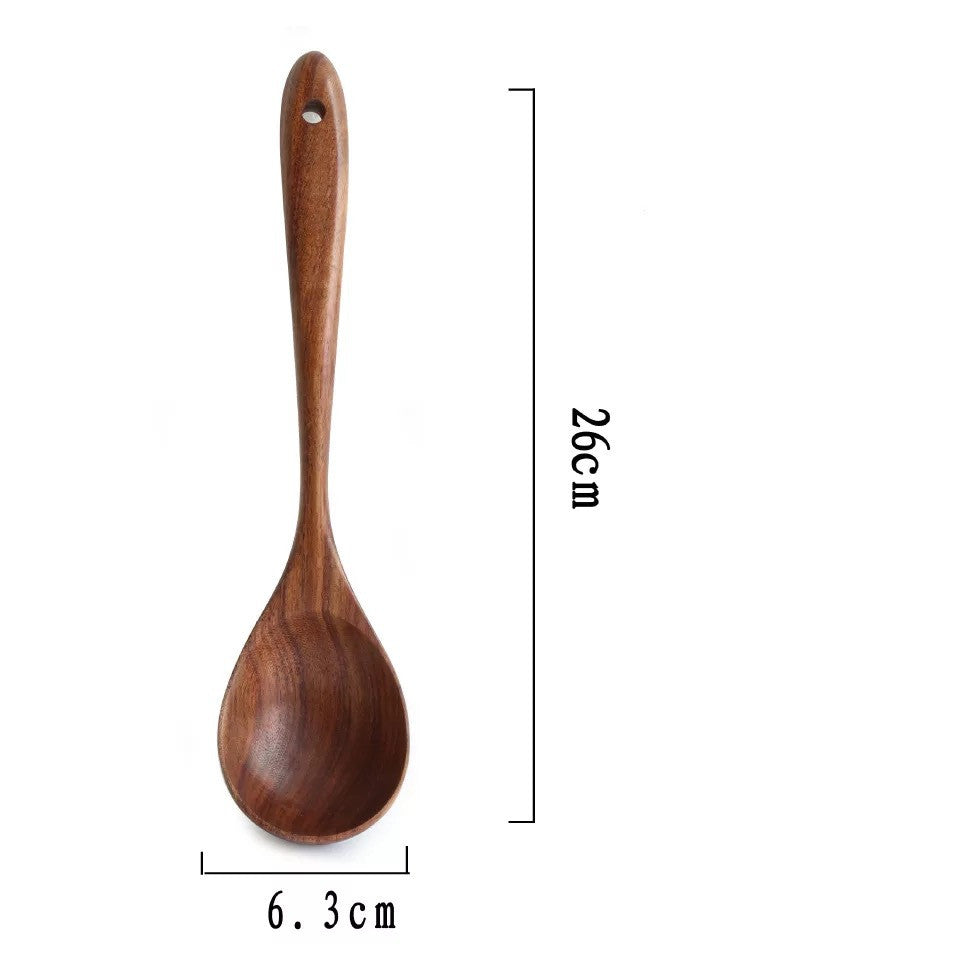 Teak Long Handle Cooking Spatula Household Solid Wood Spoon