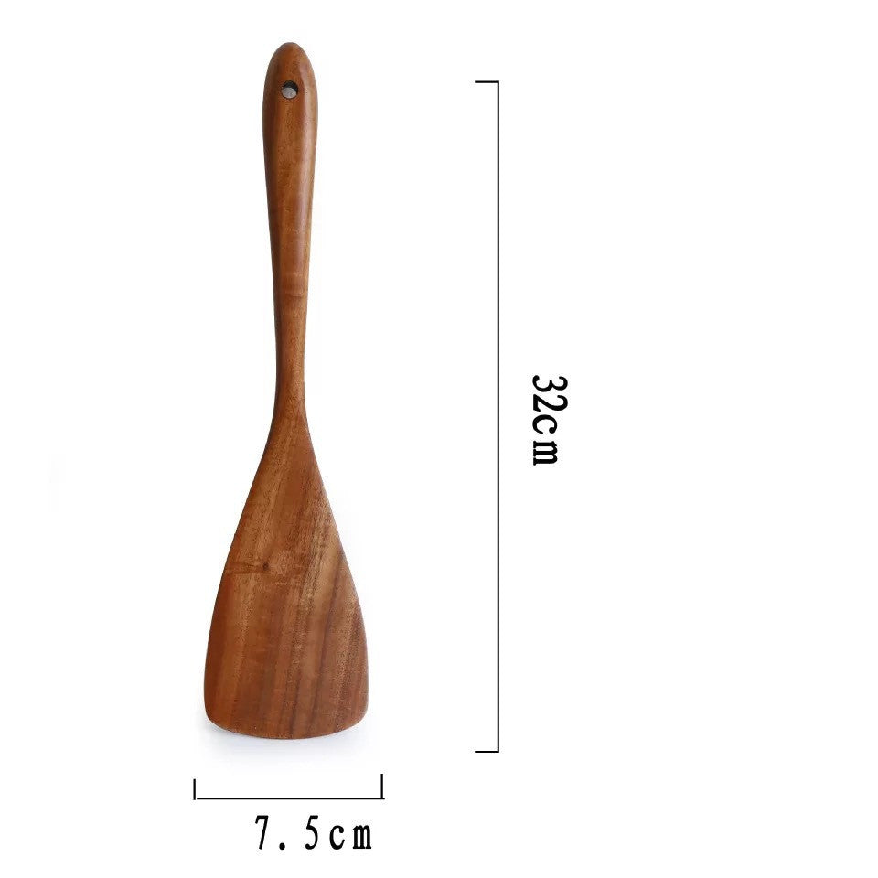 Teak Long Handle Cooking Spatula Household Solid Wood Spoon