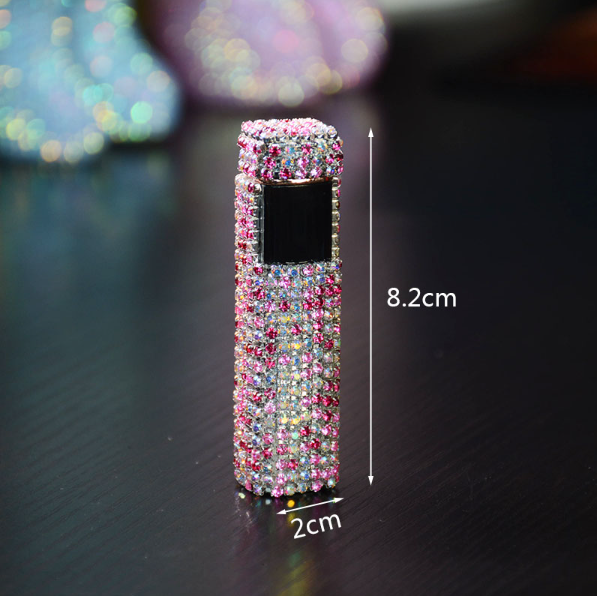 Rhinestone Touch Screen USB Rechargeable Windproof Smoke Lighter