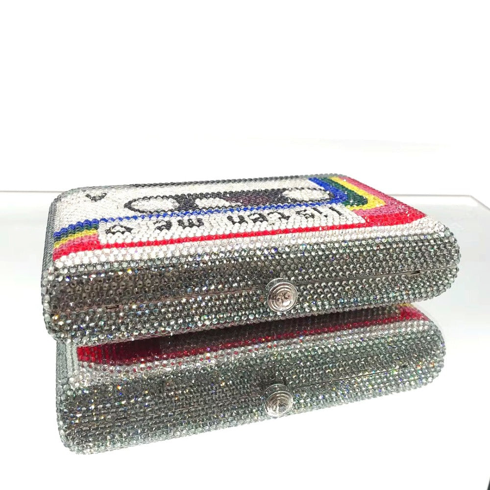 Cassette Tape Clutch Women Crystal Evening Bag