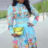 Spring And Summer Fashion Shirt Collar Big Sun Pleated One-Piece Skirt