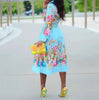 Spring And Summer Fashion Shirt Collar Big Sun Pleated One-Piece Skirt