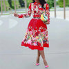 Spring And Summer Fashion Shirt Collar Big Sun Pleated One-Piece Skirt