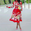 Spring And Summer Fashion Shirt Collar Big Sun Pleated One-Piece Skirt