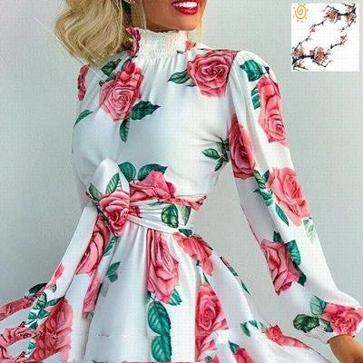 Explosion Dresses With Long Sleeves, Bow And High Waist Show