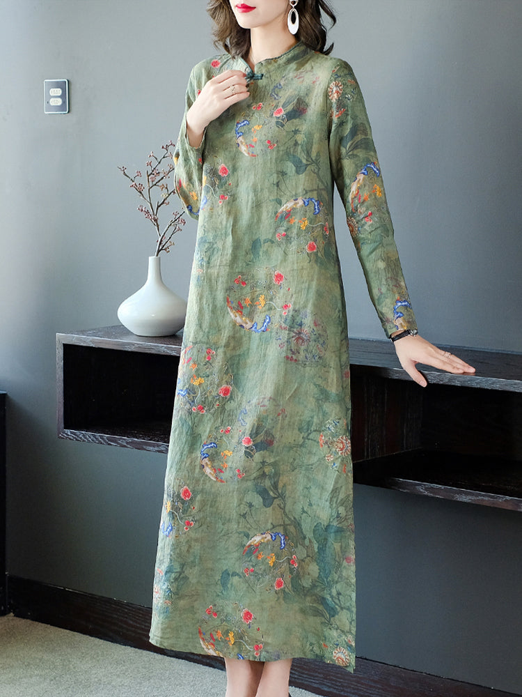 Pure Ramie Long Sleeve Dress