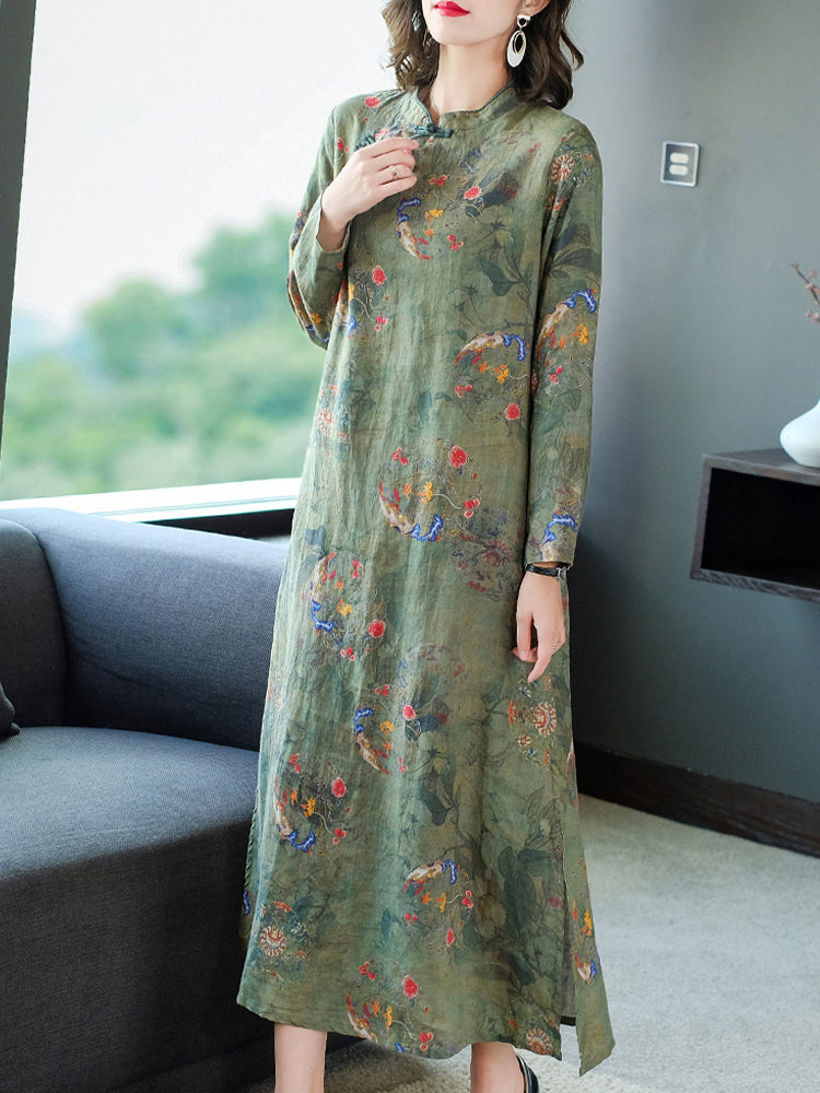 Pure Ramie Long Sleeve Dress