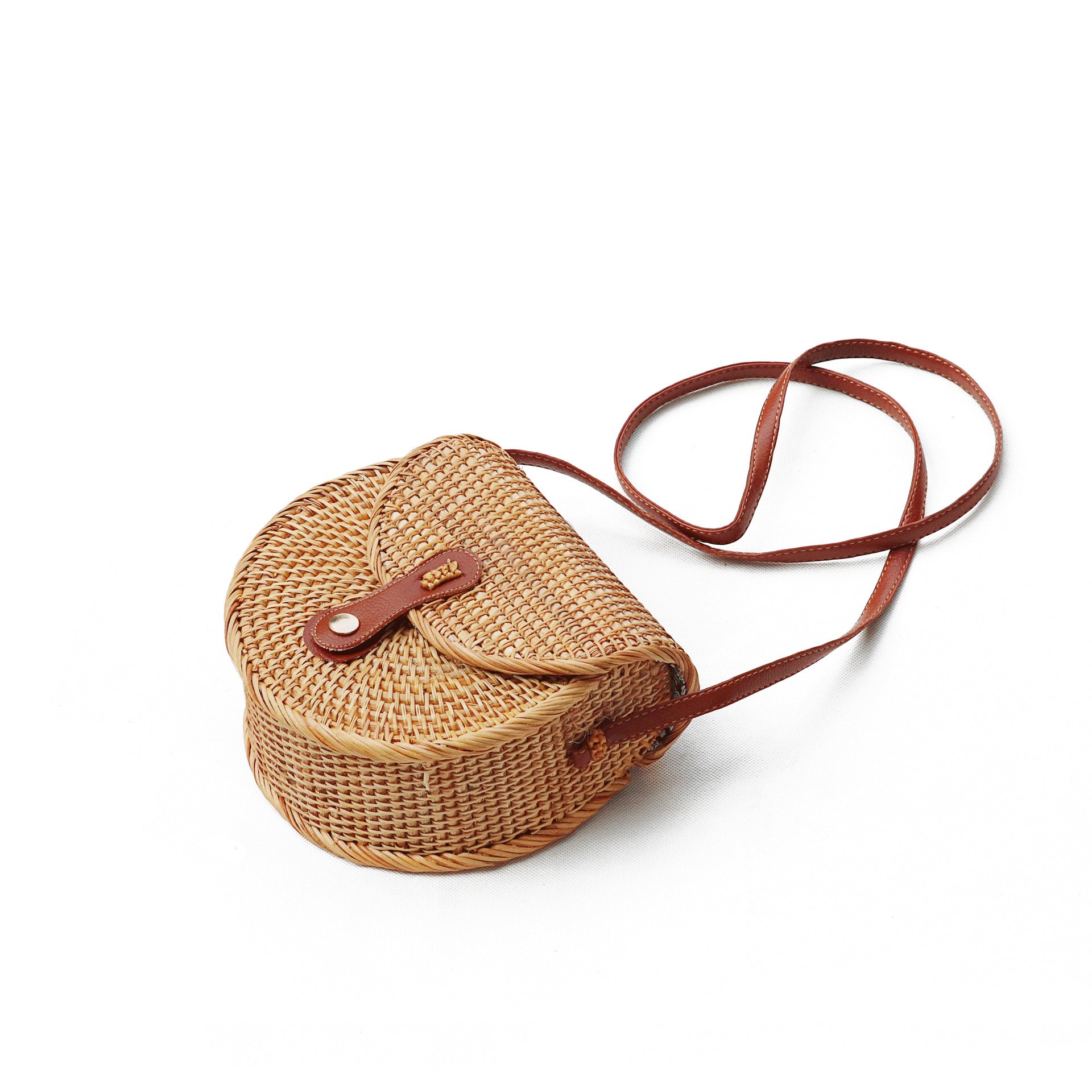 Rattan Woven Bag Semicircle Shoulder Bag Rattan Woven Bag Messenger Bag