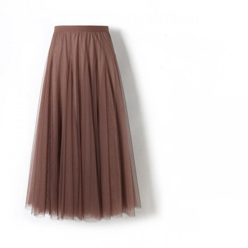 Half-length Skirt Women Fall Winter Over the Knee Long Skirt With Sweater High Waist A-line