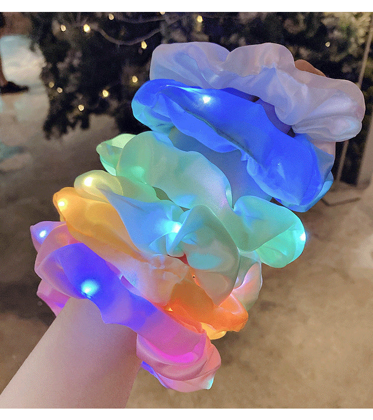 LED Luminous Scrunchies Hairband Women Elastic Hair Bands Girls Hair Ties Ponytail Holder Headwear Accessories