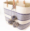 Bohemian Holiday Striped Pompom Straw Bag