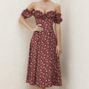 Summer Floral Print Dress Women Sexy Party Long Dresses Puff Short Sleeve