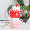 Ceramic Coffee Mug With Lid And Spoon Cute Creative Kawaii Water