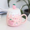 Ceramic Coffee Mug With Lid And Spoon Cute Creative Kawaii Water