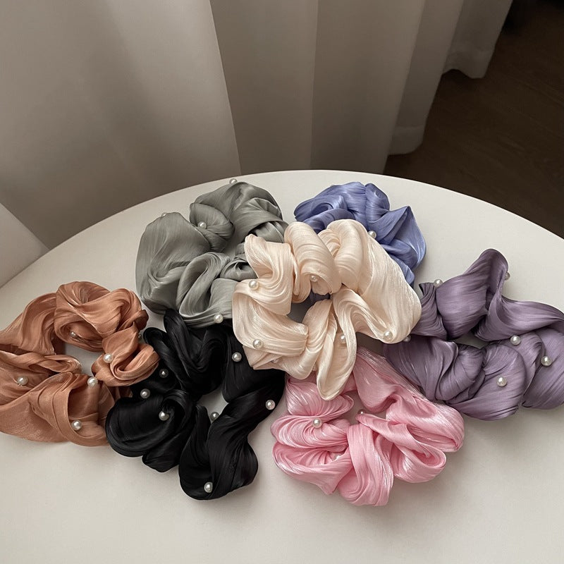 Pearl Texture Wavy Simple Ruffled Silk Scrunchies