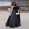 Women's Black Bra Simple Satin Long Ground Length Evening Dress