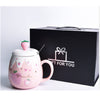 Ceramic Coffee Mug With Lid And Spoon Cute Creative Kawaii Water