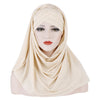 Milk Silk Monochrome Scarf Hat Muslim Ladies Fashion Patch Hijab