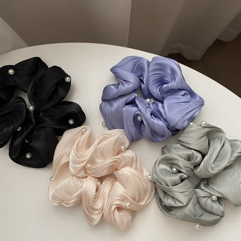 Pearl Texture Wavy Simple Ruffled Silk Scrunchies