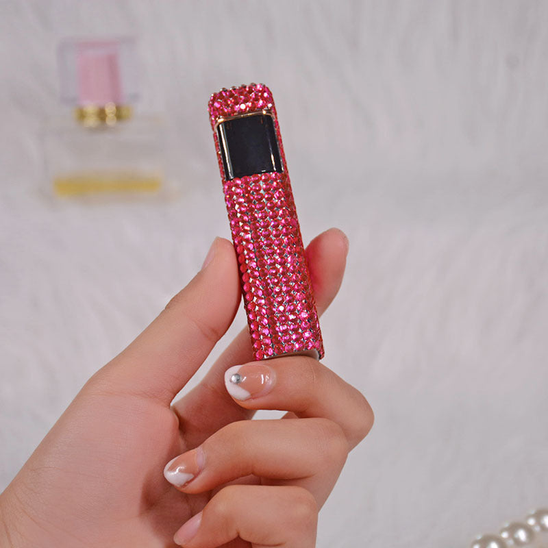 Rhinestone Touch Screen USB Rechargeable Windproof Smoke Lighter