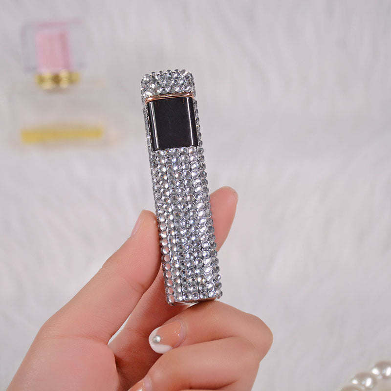 Rhinestone Touch Screen USB Rechargeable Windproof Smoke Lighter