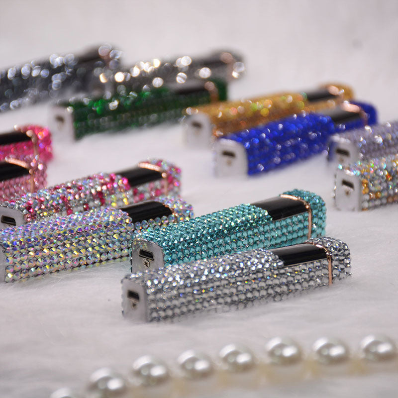 Rhinestone Touch Screen USB Rechargeable Windproof Smoke Lighter