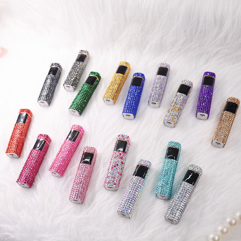 Rhinestone Touch Screen USB Rechargeable Windproof Smoke Lighter