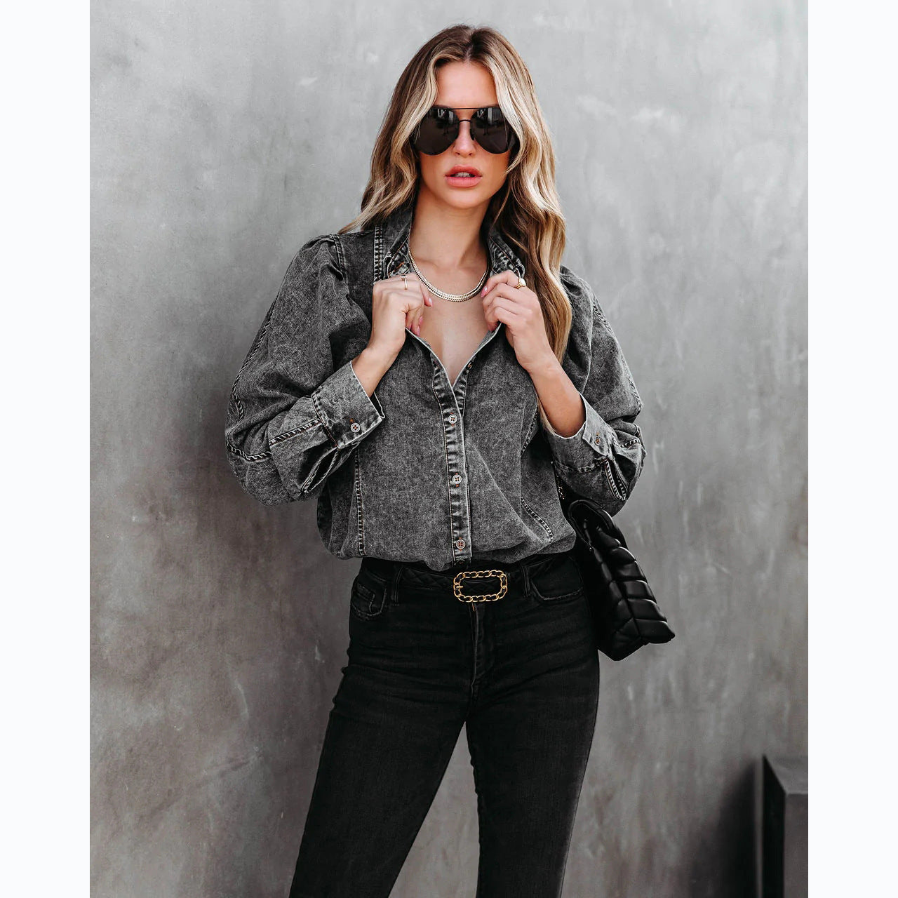 Casual Fashion Street Style Denim Shirt Female