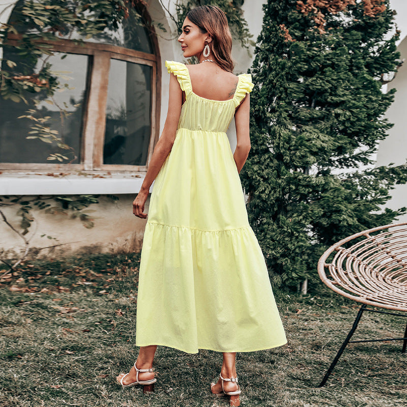 Women's Fashion Halter Dress Yellow